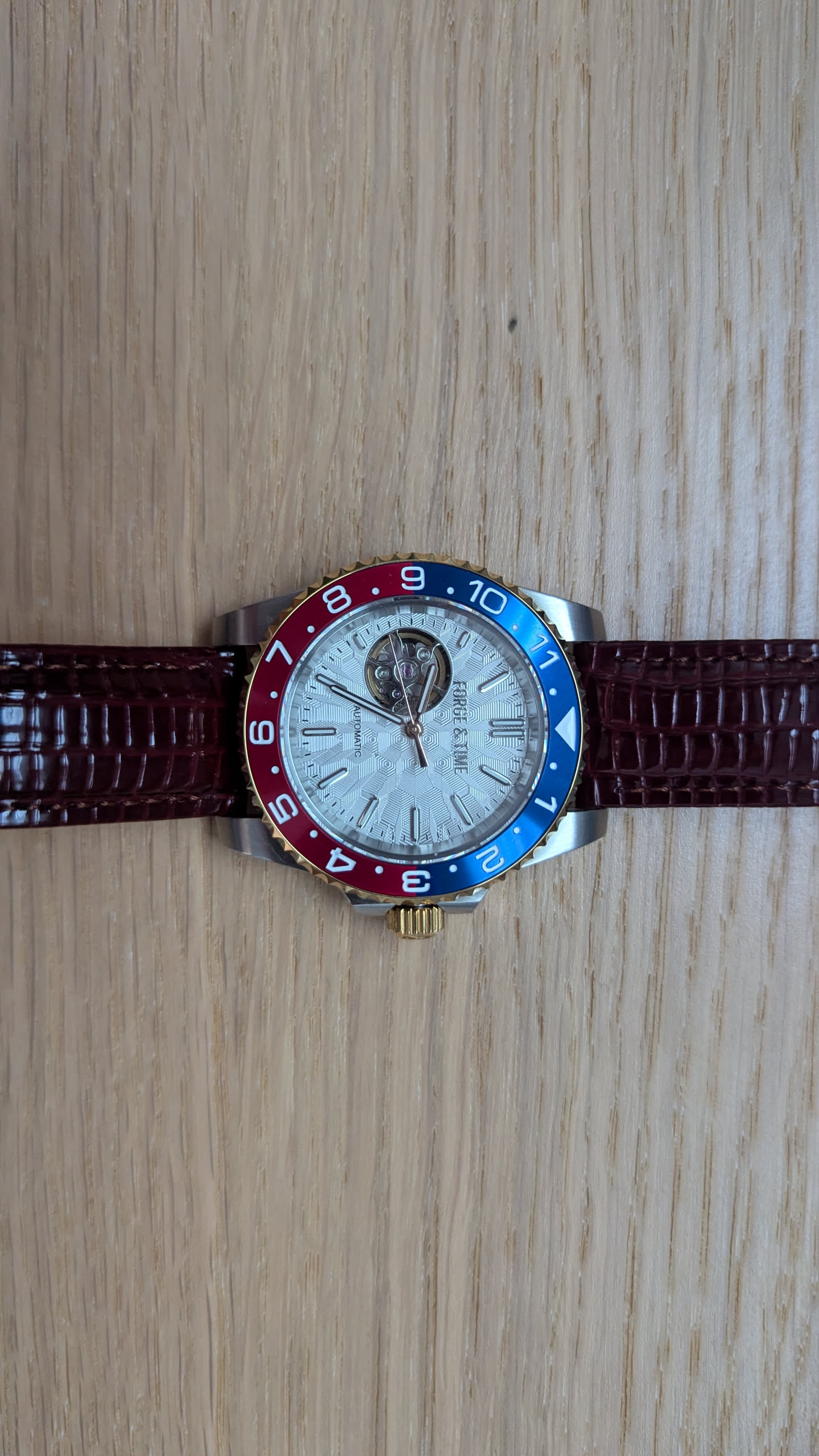NH38 Automatic Open Heart with Pepsi Bezel